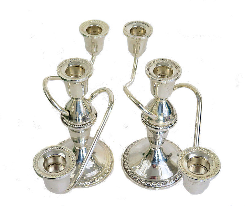 A Pair of Duchin Creation Sterling Silver Triple Candle Holders From Time To Time