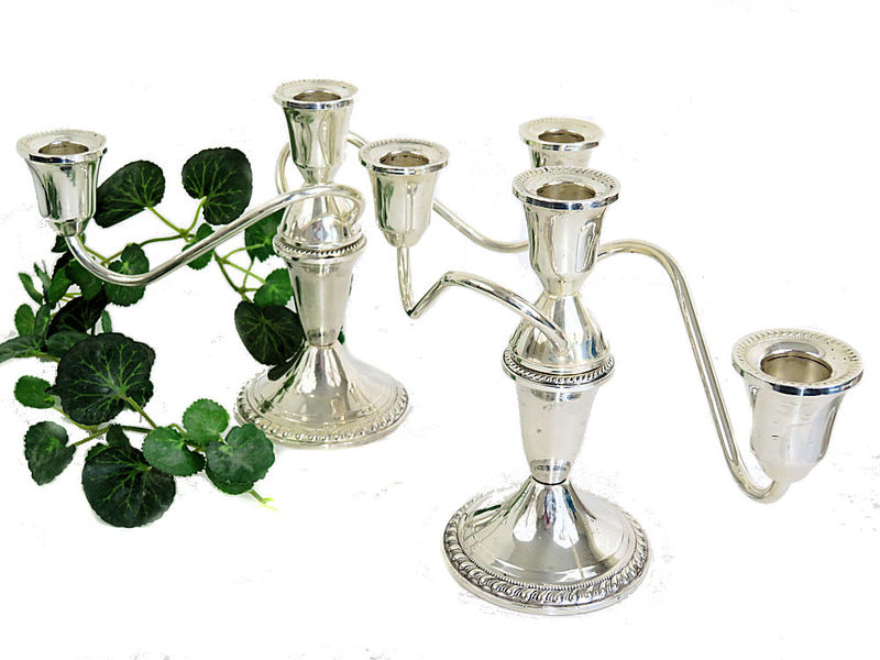 A Pair of Duchin Creation Sterling Silver Triple Candle Holders From Time To Time