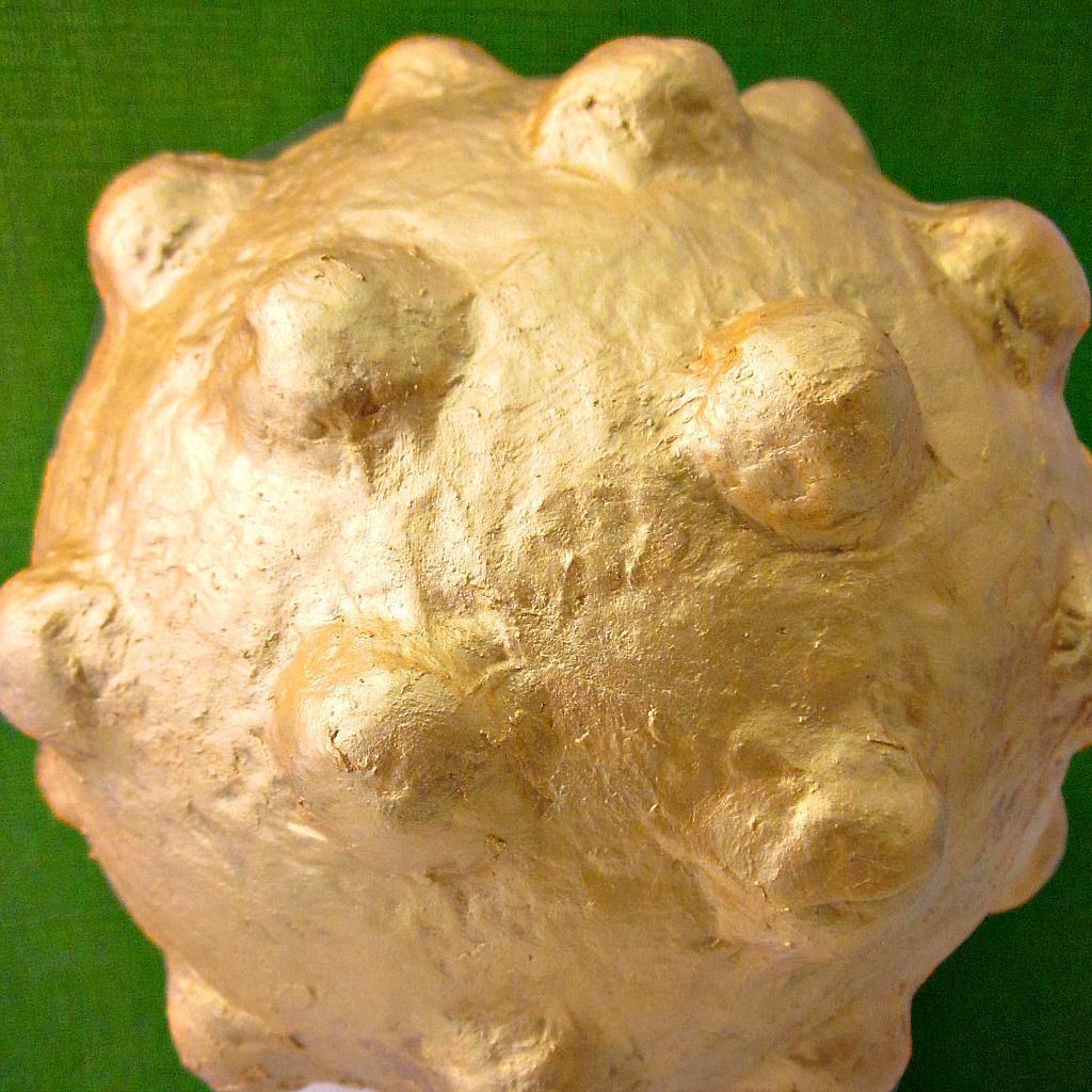 Big Gold Paper Mache Ball, Rustic Decorative Knobbly Papier Mache Orb