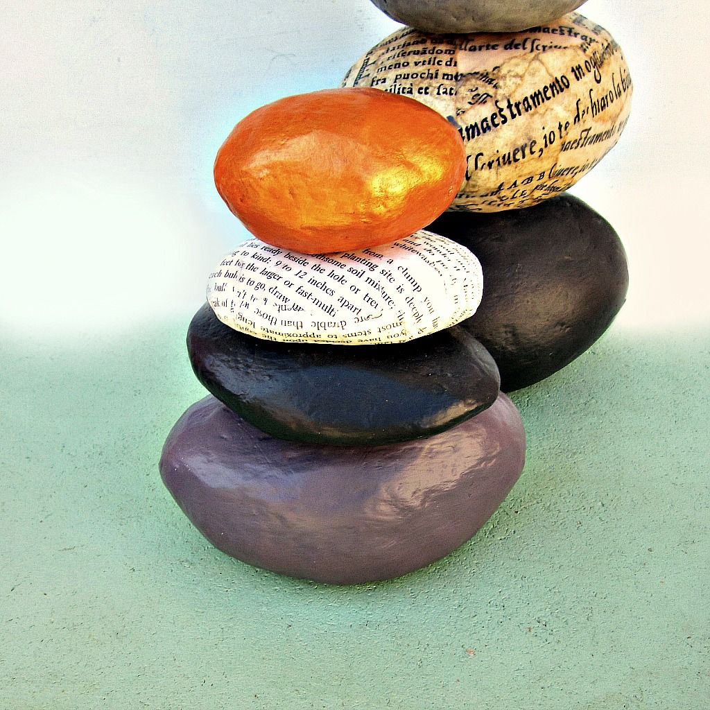 Paper Mache Rock Stack Cairn Sculpture Decor Water Created by Renée