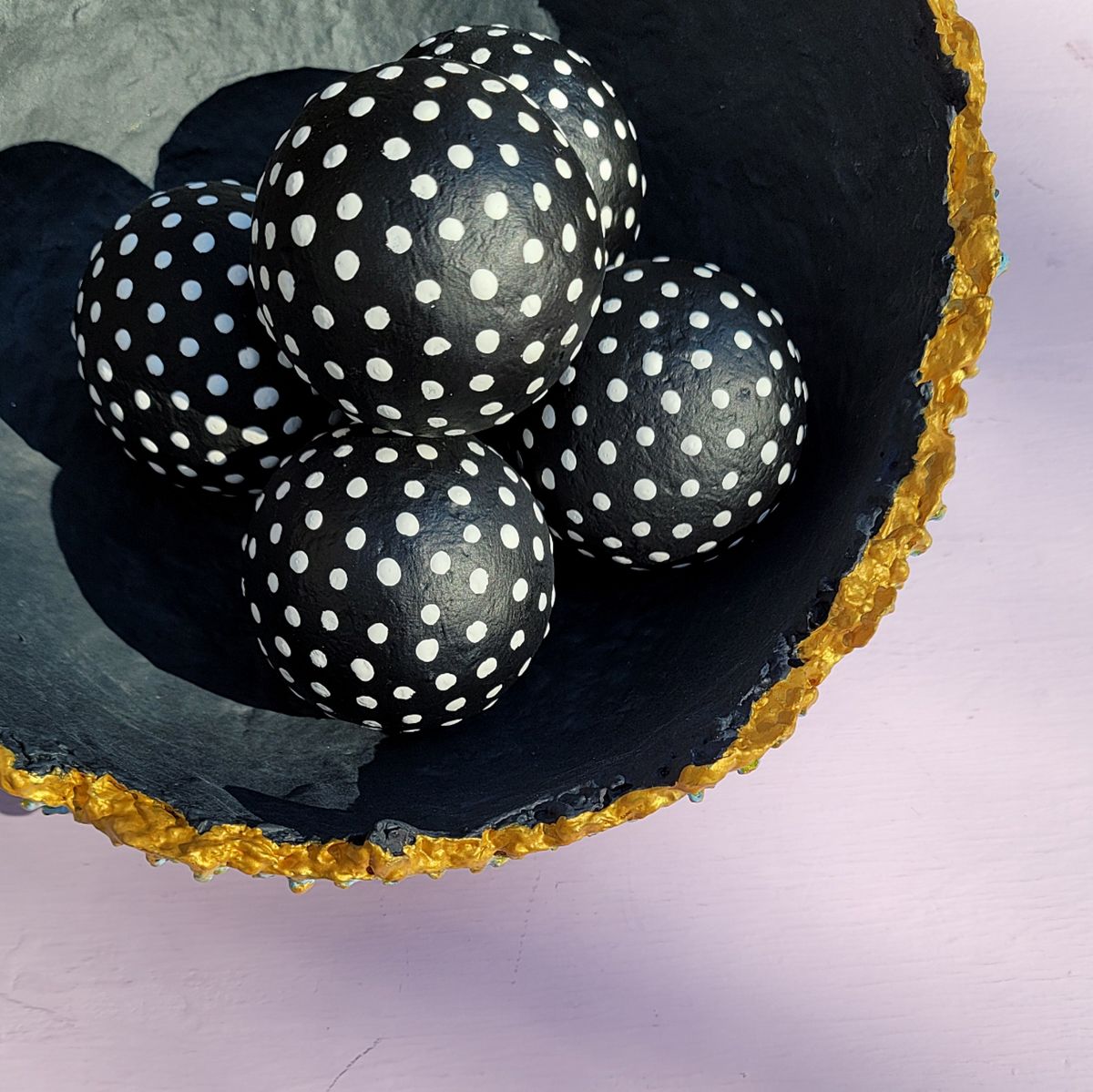 Black and White Handmade Papier Mache Accent Balls, Set of Five