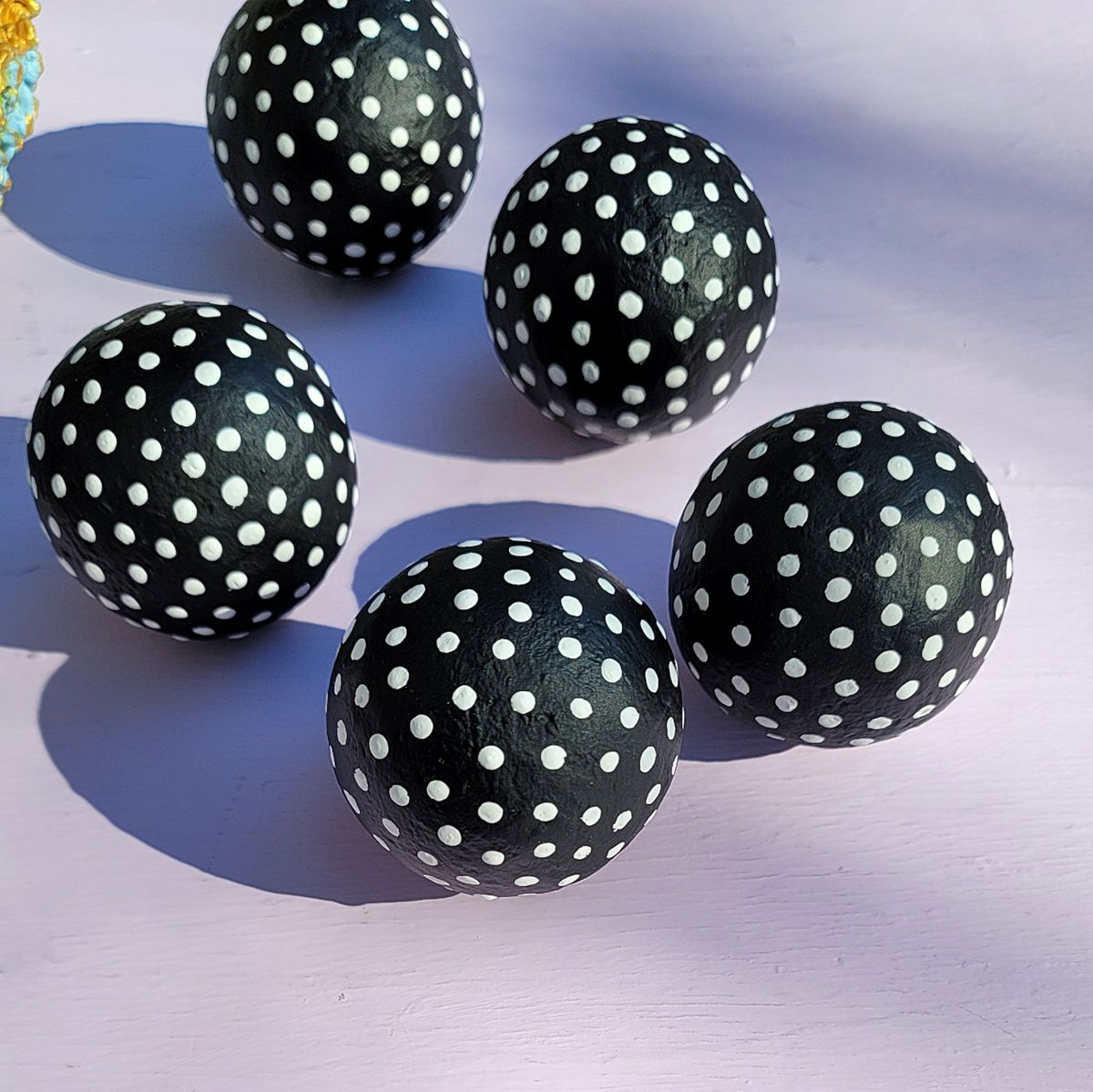 Black and White Handmade Papier Mache Accent Balls, Set of Five