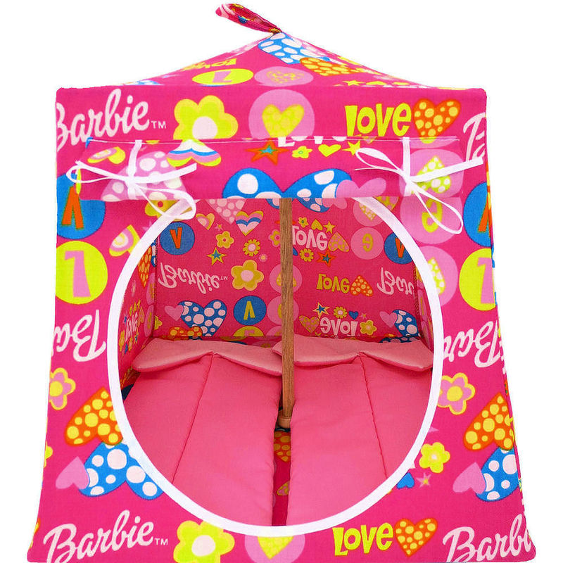 Pink Toy Play Pop Up Tent, 2 Sleeping Bags, Heart and Barbie Print Fabric for Dolls, Stuffed Animals - product images  of 