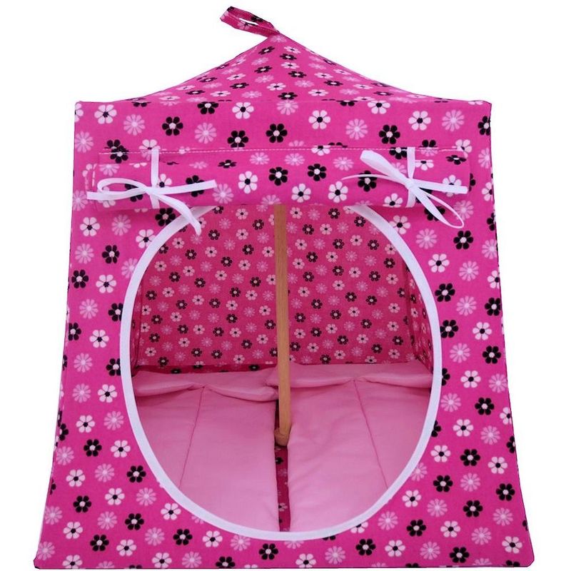 Pink Toy Play Pop Up Tent, 2 Sleeping Bags, Flower Print Fabric for Stuffed Animals, Dolls - product images  of 