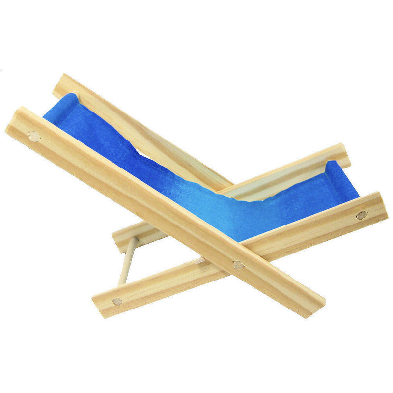Toy Wood Folding Lawn Chair, Shades of Blue Fabric for Action Figures, Stuffed Animals, Dolls - product images  of 
