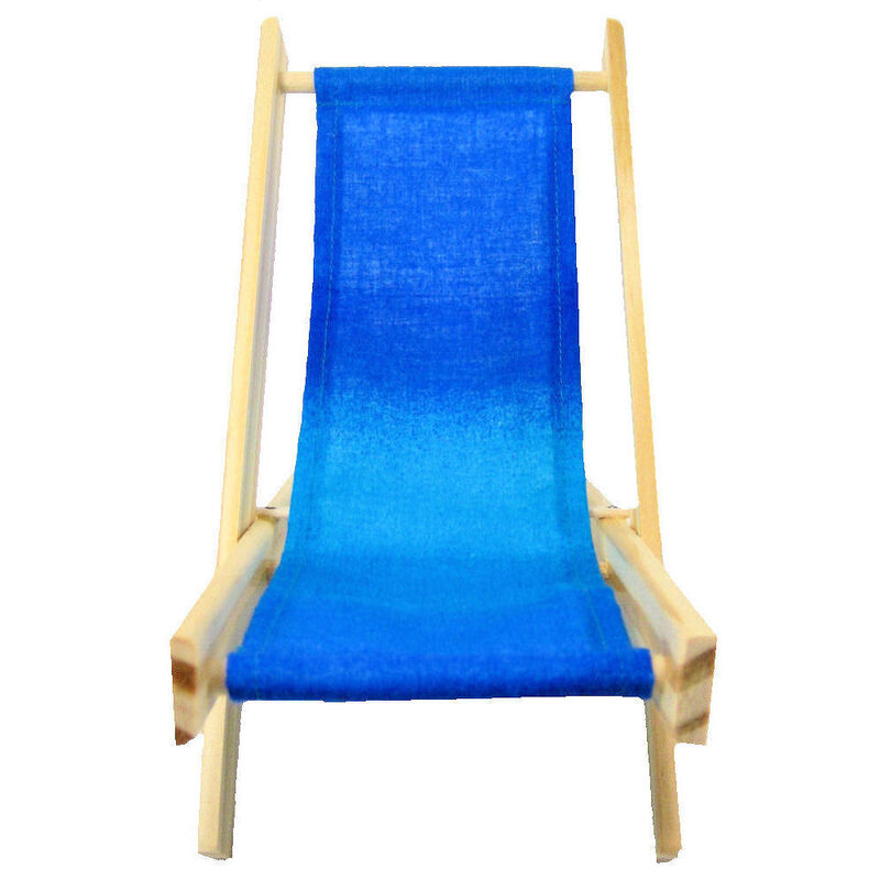 Toy Wood Folding Lawn Chair, Shades of Blue Fabric for Action Figures, Stuffed Animals, Dolls - product images  of 