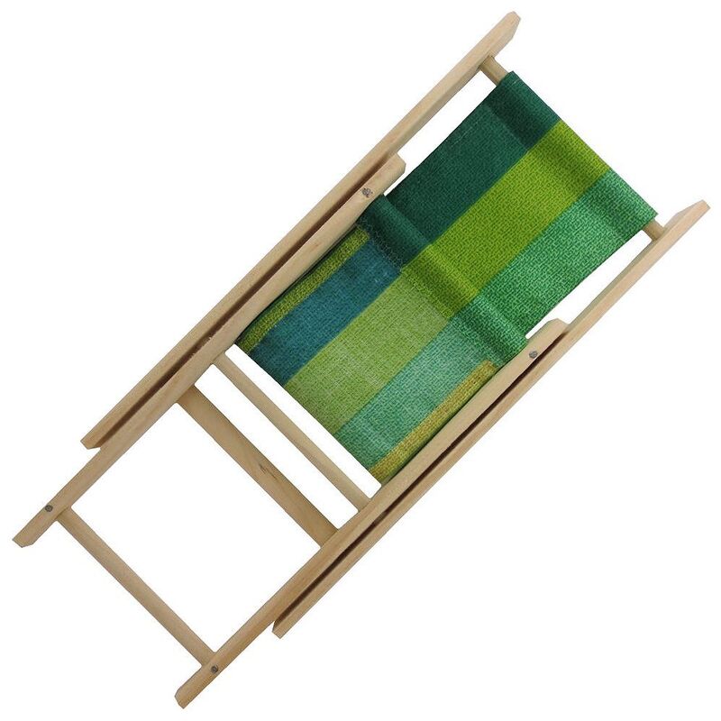 Toy Wood Folding Beach Chair, Shades of Green Striped Fabric for Dolls, Stuffed Animals, Action Figures - product images  of 