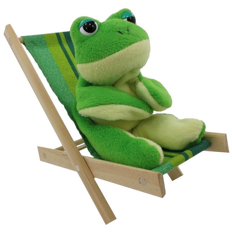 Toy Wood Folding Beach Chair, Shades of Green Striped Fabric for Stuffed Animals, Action Figures, Dolls - product images  of 