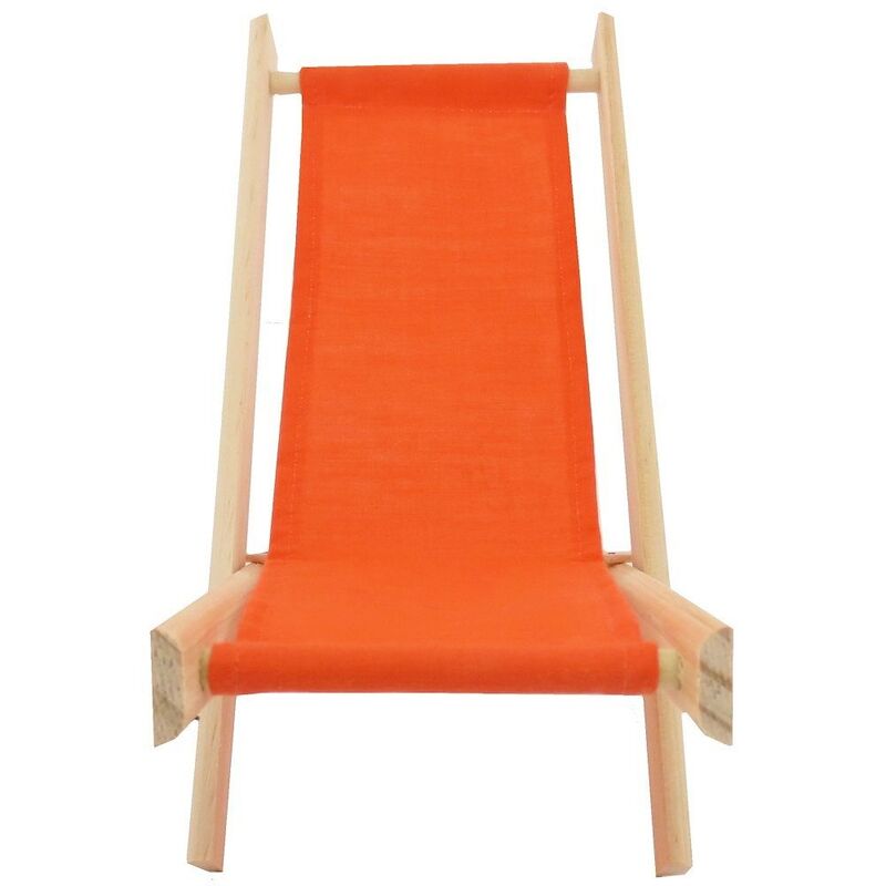 Toy Wood Folding Lawn Chair, Orange Fabric for Action Figures, Stuffed Animals, Dolls - product images  of 