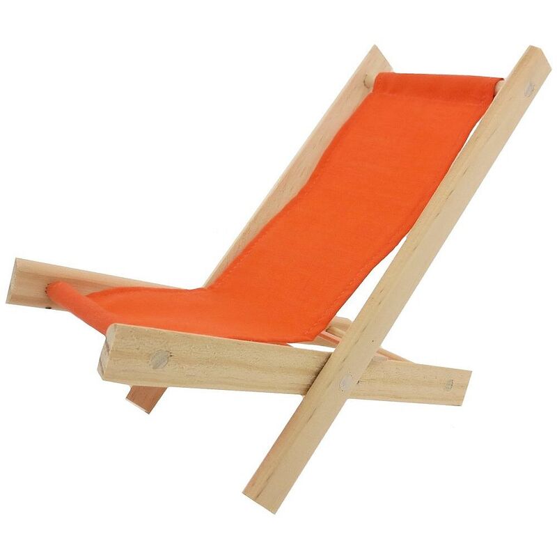 Toy Wood Folding Lawn Chair, Orange Fabric for Action Figures, Stuffed Animals, Dolls - product images  of 
