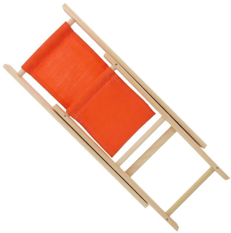 Toy Wood Folding Lawn Chair, Orange Fabric for Action Figures, Stuffed Animals, Dolls - product images  of 