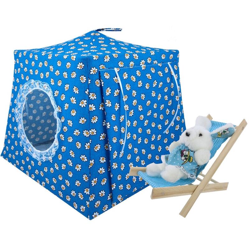 Aqua Toy Play Pop Up Tent, 2 Sleeping Bags, Daisy Print Fabric for Stuffed Animals, Dolls - product images  of 