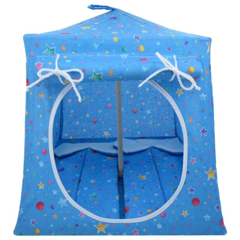 Light Blue Toy Play Pop Up Tent, 2 Sleeping Bags, Star and Moon Print Fabric for Stuffed Animals, Action Figures, Dolls - product images  of 