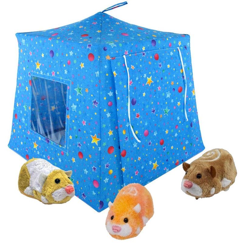 Light Blue Toy Play Pop Up Tent, 2 Sleeping Bags, Star and Moon Print Fabric for Stuffed Animals, Action Figures, Dolls - product images  of 