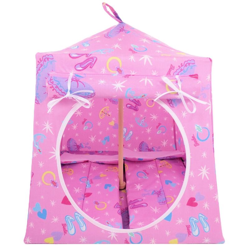 Light Pink Toy Play Pop Up Tent, 2 Sleeping Bags, Barbie Princess Print Fabric for Dolls, Stuffed Animals - product images  of 