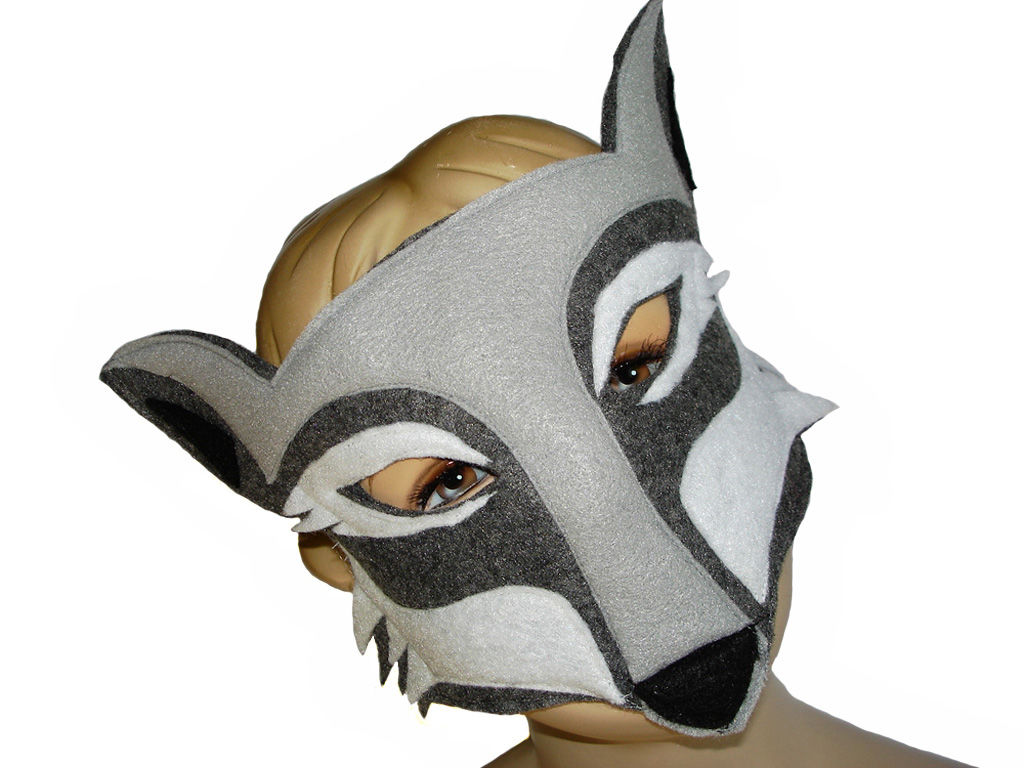 Children's Woodland Animal WOLF Felt Mask and Tail Set Magical Attic