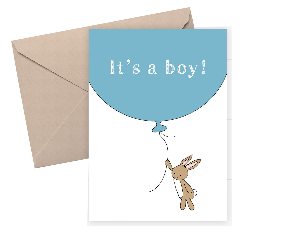 New baby card - it's a boy - Dickens ink.