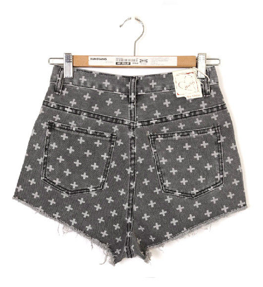 CROSS PATTERN DENIM SHORTS - product image  