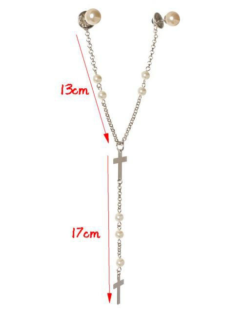 CROSS AND PEARL COLLAR TIP NECKLACE - product image  