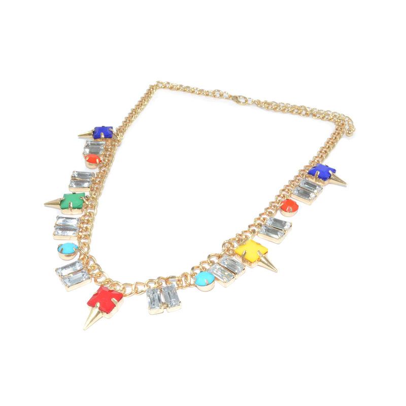 COLOURFUL GEM WITH CLEAR CRYSTAL NECKLACE - product image  