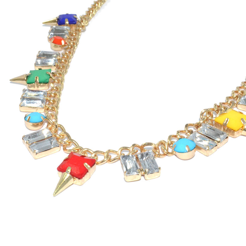 COLOURFUL GEM WITH CLEAR CRYSTAL NECKLACE - product image  
