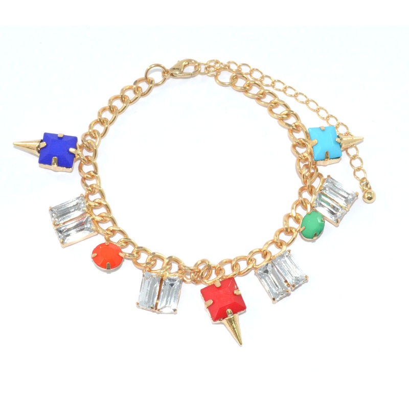 COLOURFUL GEM WITH CLEAR CRYSTAL BRACELET - product image  