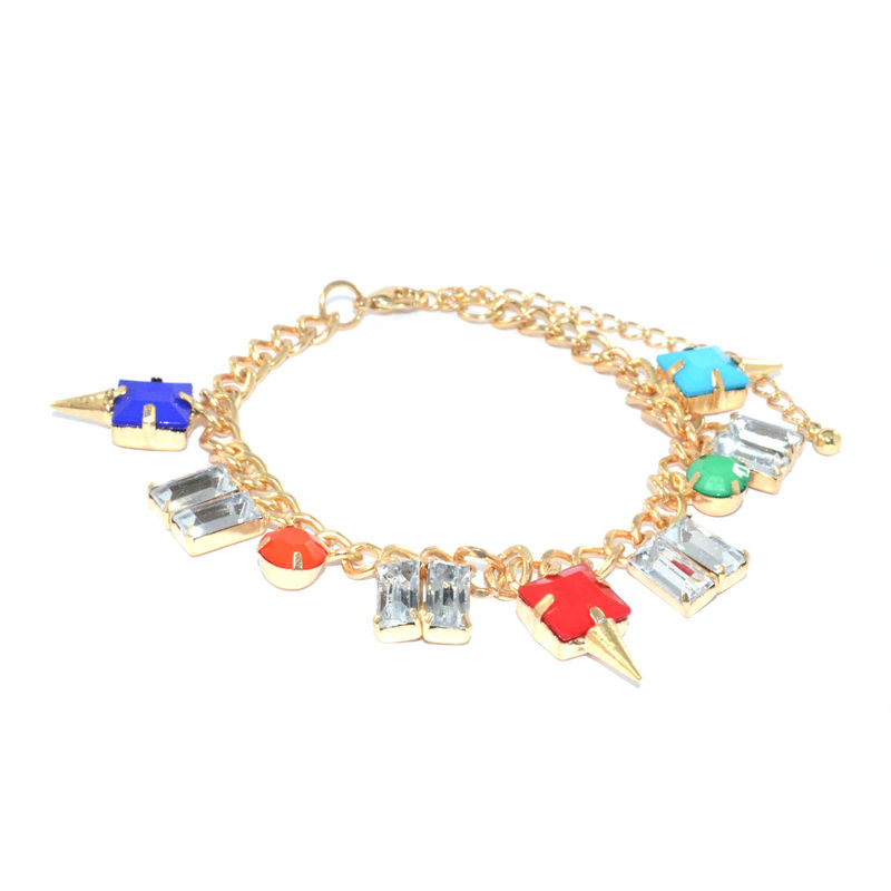 COLOURFUL GEM WITH CLEAR CRYSTAL BRACELET - product image  