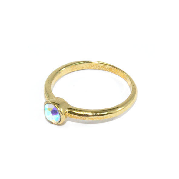 COLOURFUL CRYSTAL WITH GOLD TONE RING - product image  