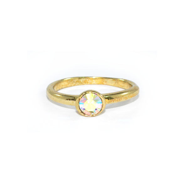 COLOURFUL CRYSTAL WITH GOLD TONE RING - product image  