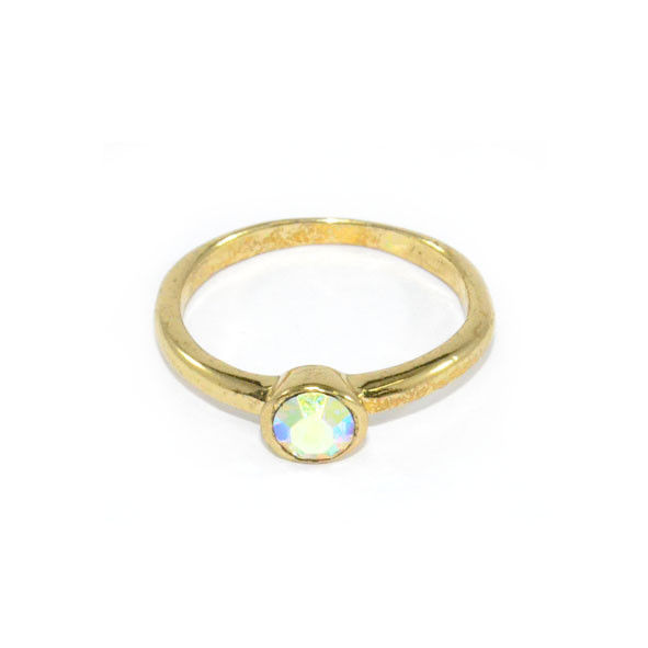 COLOURFUL CRYSTAL WITH GOLD TONE RING - product image  