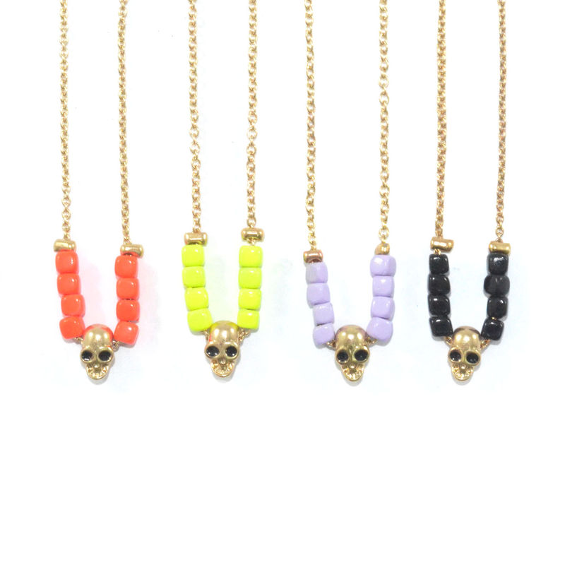 COLOUR BEADS WITH SKULL BRACELET - product image  