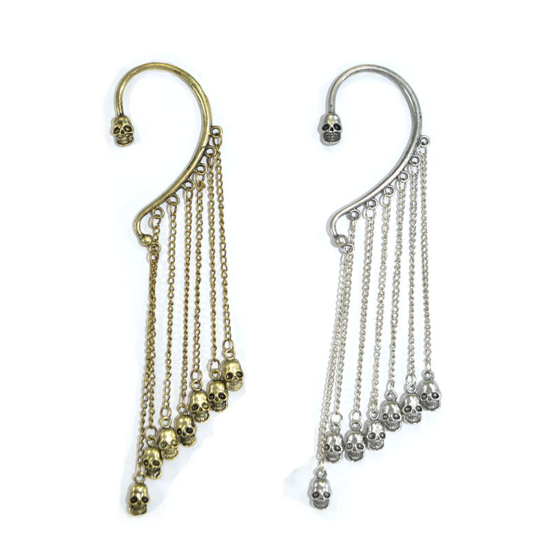 CHAIN AND SKULL CHARMS EAR CUFF - product image  