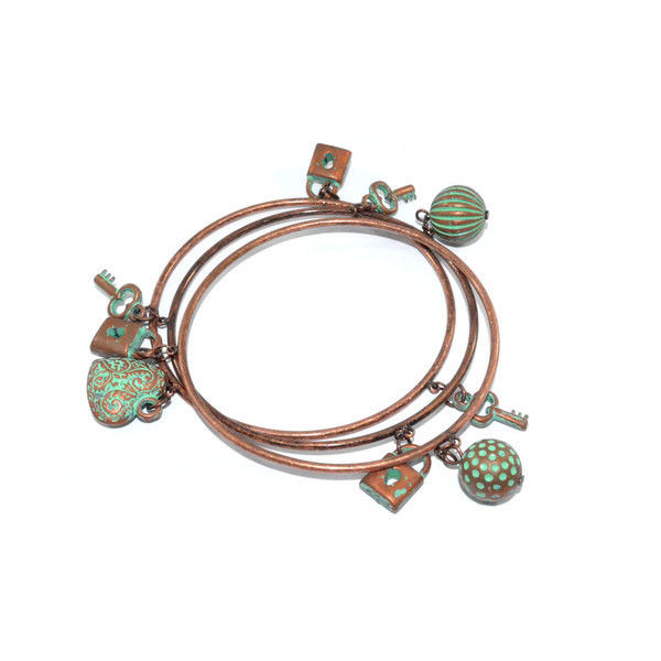 BRONZE MULTI PENDANT BRACELET SET - product image  