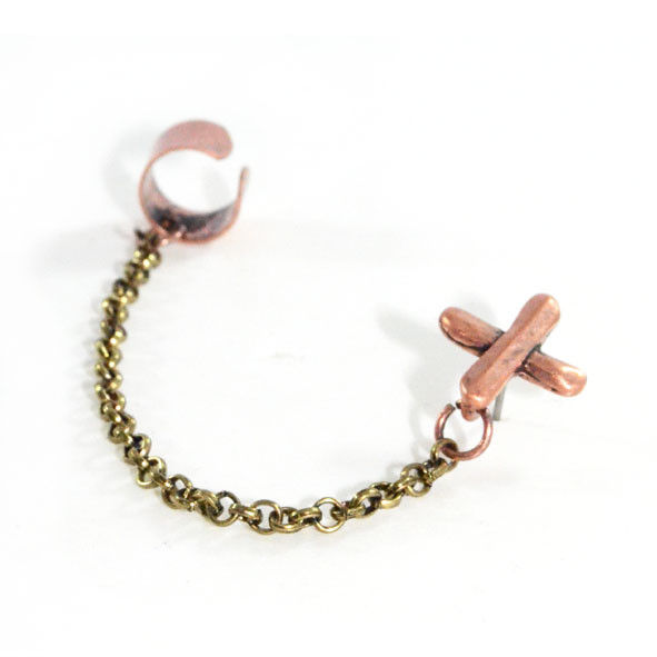 BRONZE CROSS EAR CUFF - product image  