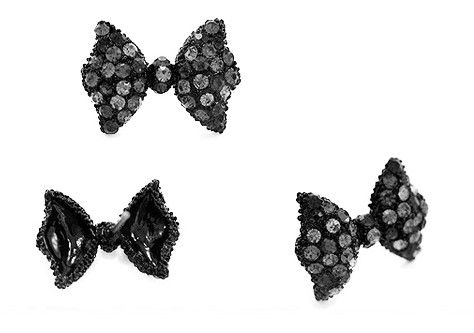 BLACK CRYSTAL BOW EARRINGS - product image  