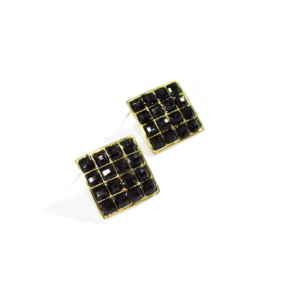 BLACK CHECK EARRINGS - product image  