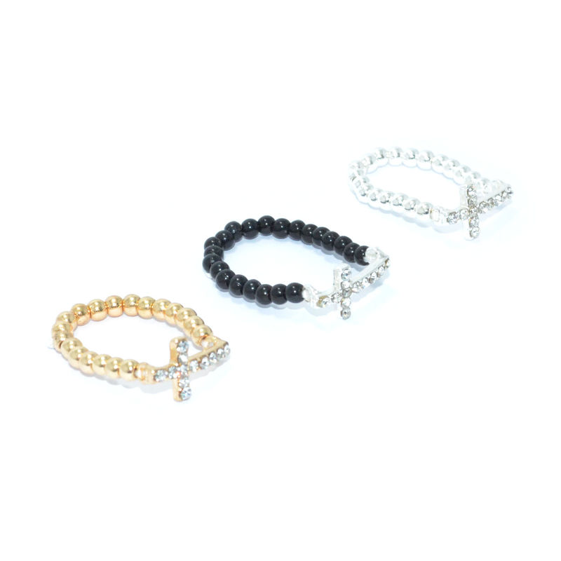 BEADS WITH CRYSTALS CROSS RING - product image  