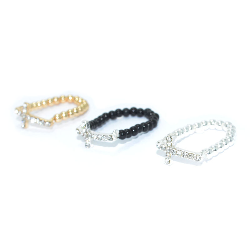 BEADS WITH CRYSTALS CROSS RING - product image  