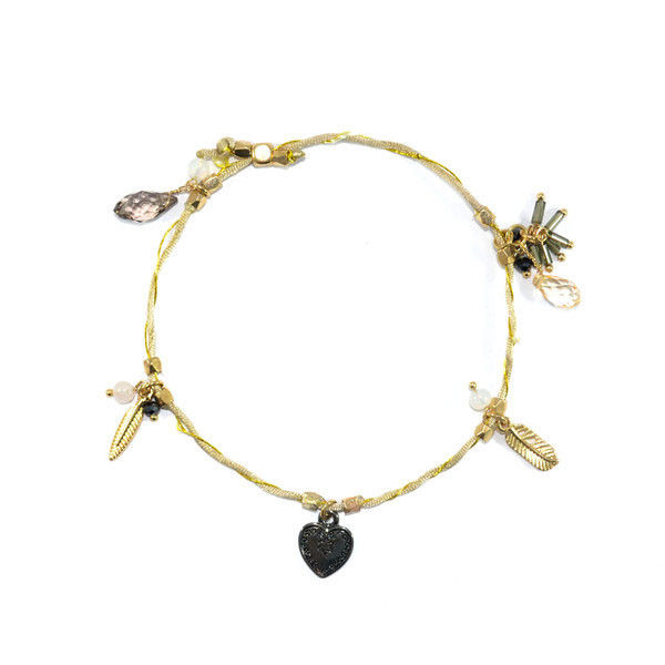 BEADS AND LEAVES MULTI CHARMS BRACELET - product image  