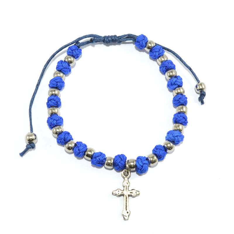 BEADS AND KNOTS WITH CROSS CHARM BRACELET - product image  