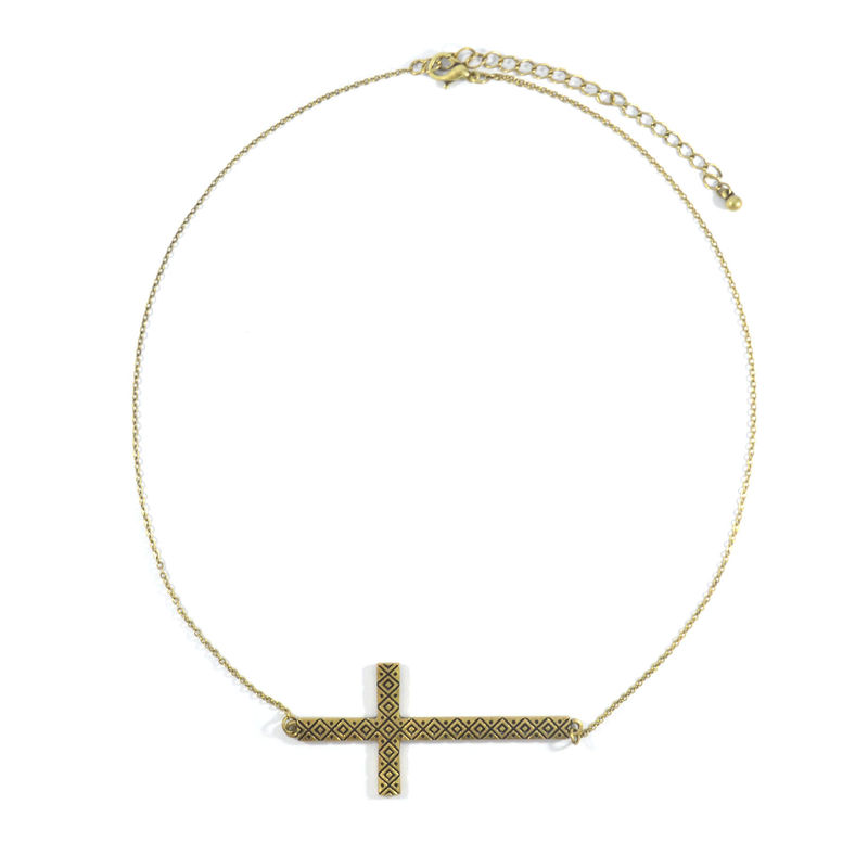 AZTEC PATTERN CROSS NECKLACE - product image  