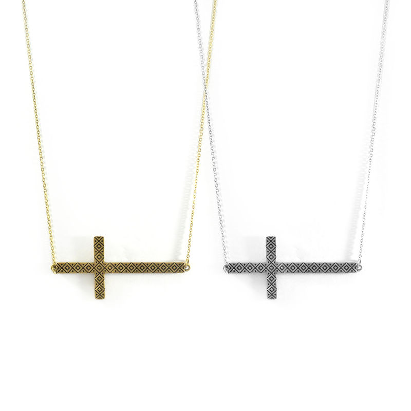 AZTEC PATTERN CROSS NECKLACE - product image  