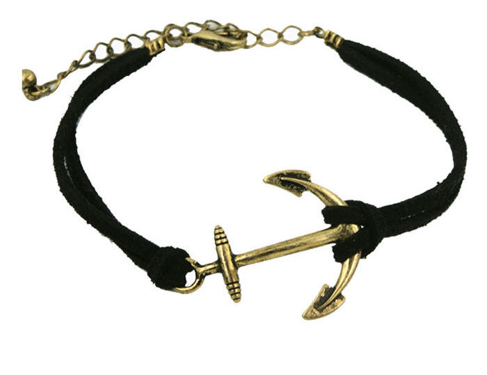 ANCHOR CHARM WITH LEATHER STRAP BRACELET - product image  