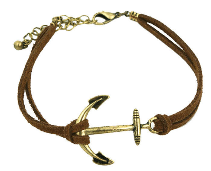 ANCHOR CHARM WITH LEATHER STRAP BRACELET - product image  