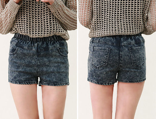 ACID WASH DENIM SHORTS - product image  