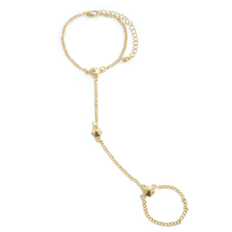 HEXAGON PYRAMID STUD FINGER BRACELET - product image  