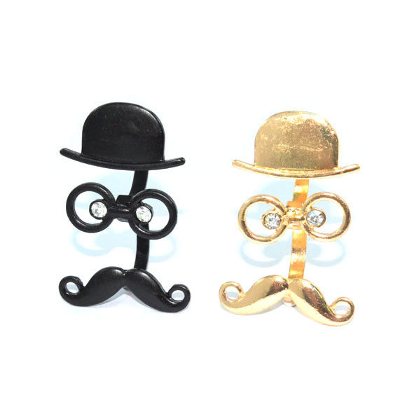 HAT AND GLASSES WITH MOUSTACHE DOUBLE RINGS - product image  