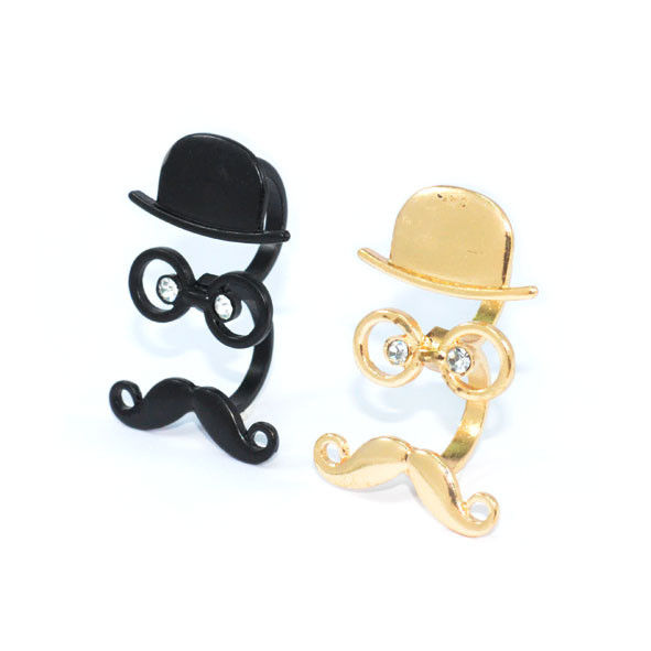HAT AND GLASSES WITH MOUSTACHE DOUBLE RINGS - product image  