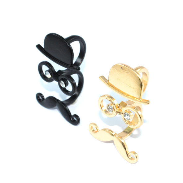 HAT AND GLASSES WITH MOUSTACHE DOUBLE RINGS - product image  