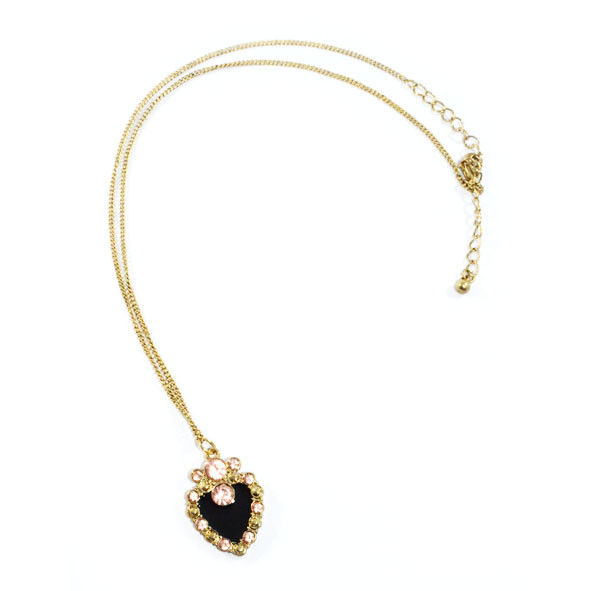 GOLD TONE WITH CRYSTALS HEART PENDANT NECKLACE - product image  